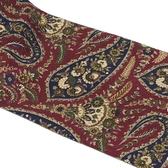 Bert Pulitzer Silk Tie Red Black Tan Ancient Madder Floral Paisley 58" x 3 3/4" - Picture 2 of 4